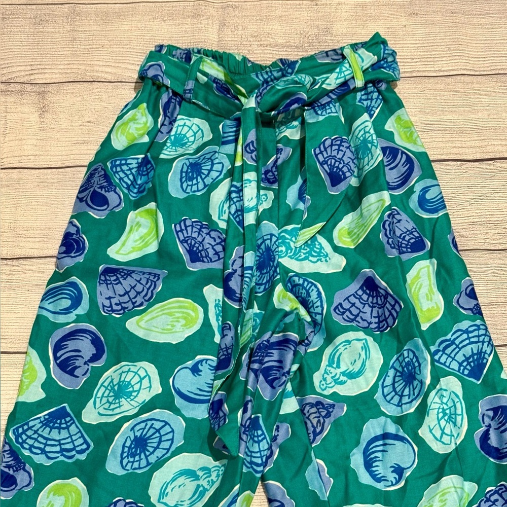 Talbots Petite Collection Shell Print green Pants… - image 3